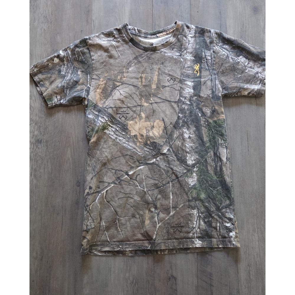 Browning Camo Camouflage Short Sleeve Shirt Youth XL
